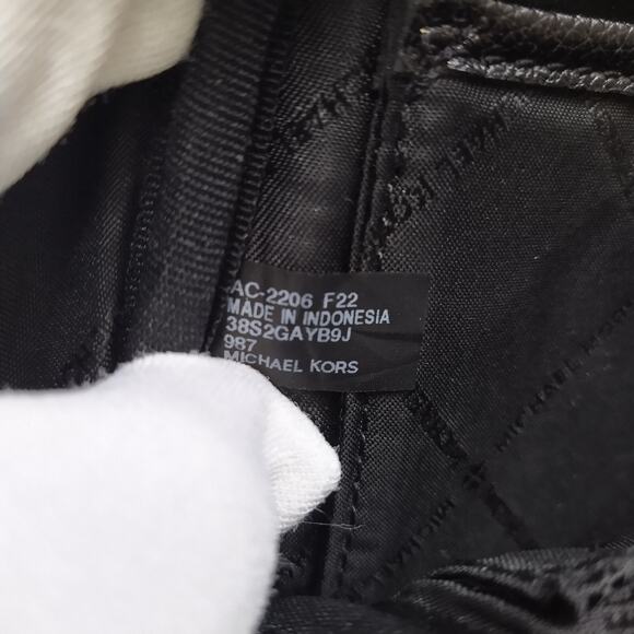 Michael Kors Brown Canvas Leather Trim MK Printed Top Zipper Closure Backpack - Picture 12 of 16